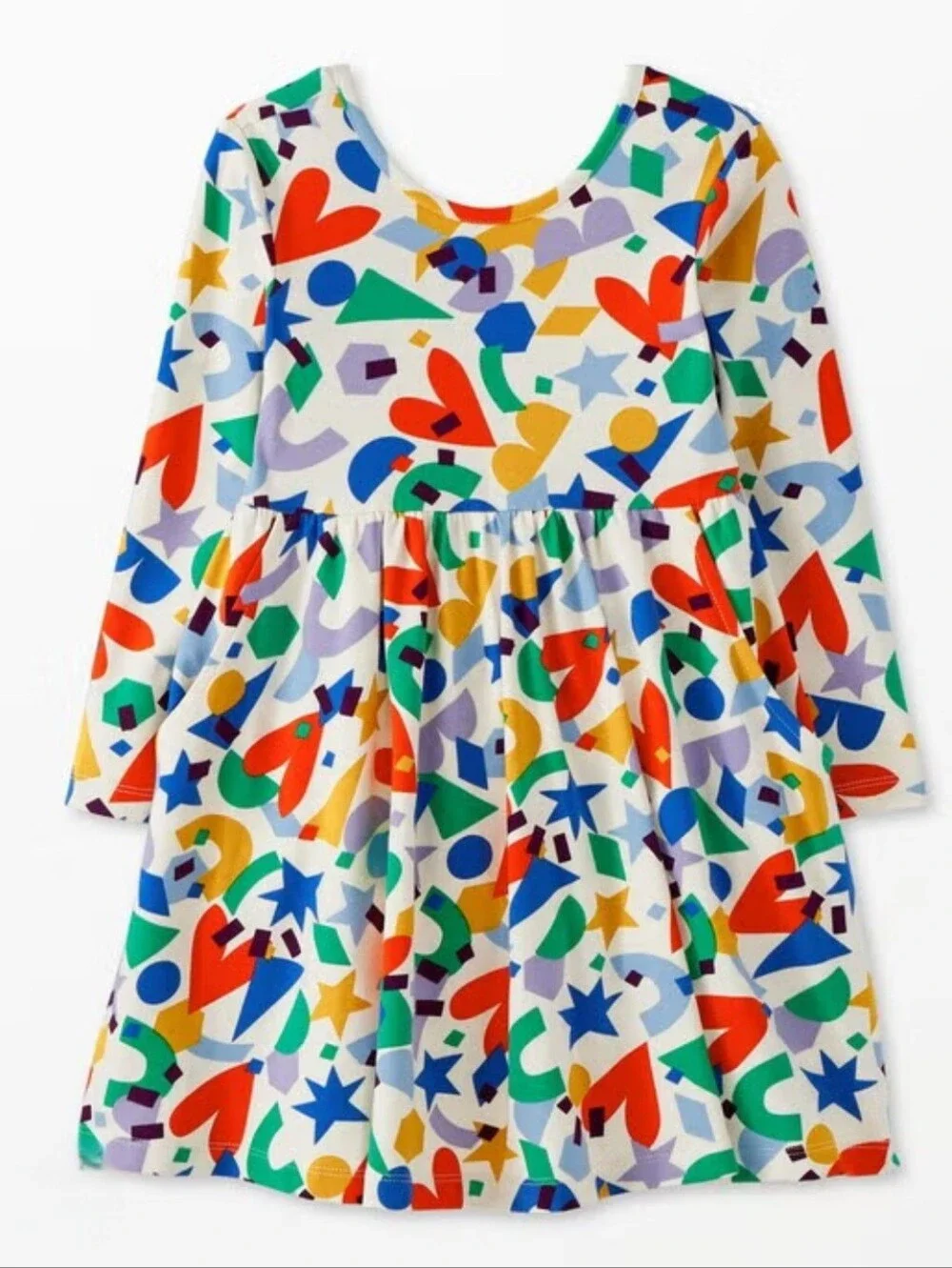 Hanna Andersson Long Sleeve Skater Pocket Dress Geo Shapes Heart Star 120cm 6-7